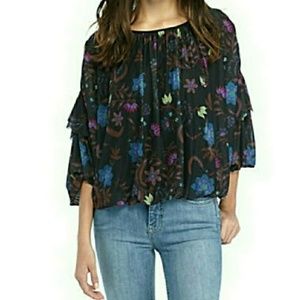 🆕Free People Floral Blue Printed Boho Top
